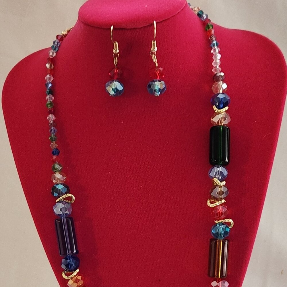 THREE FOR $20 Cheerful colorful necklace & earrings costume faux beads NIP